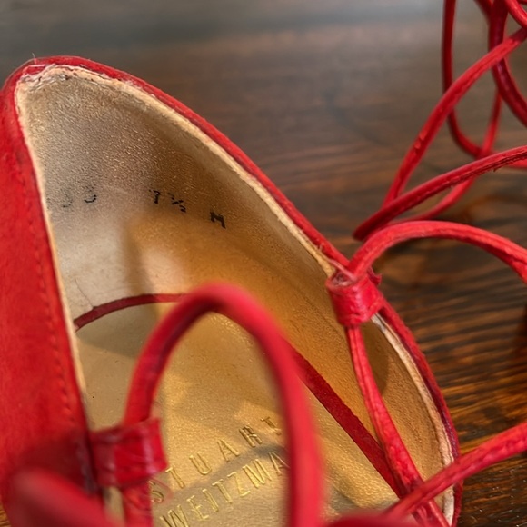 Stuart Weitzman Red Gilligan Lace-up D'orsay
Flats. Size 7 1/2 good condition! - Picture 7 of 8